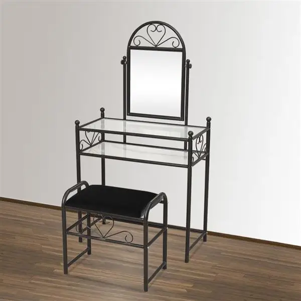 

Железный декоративный комод в форме сердца/простой/в стиле ретро, с прямоугольным туалетным столиком, черный с зеркалом