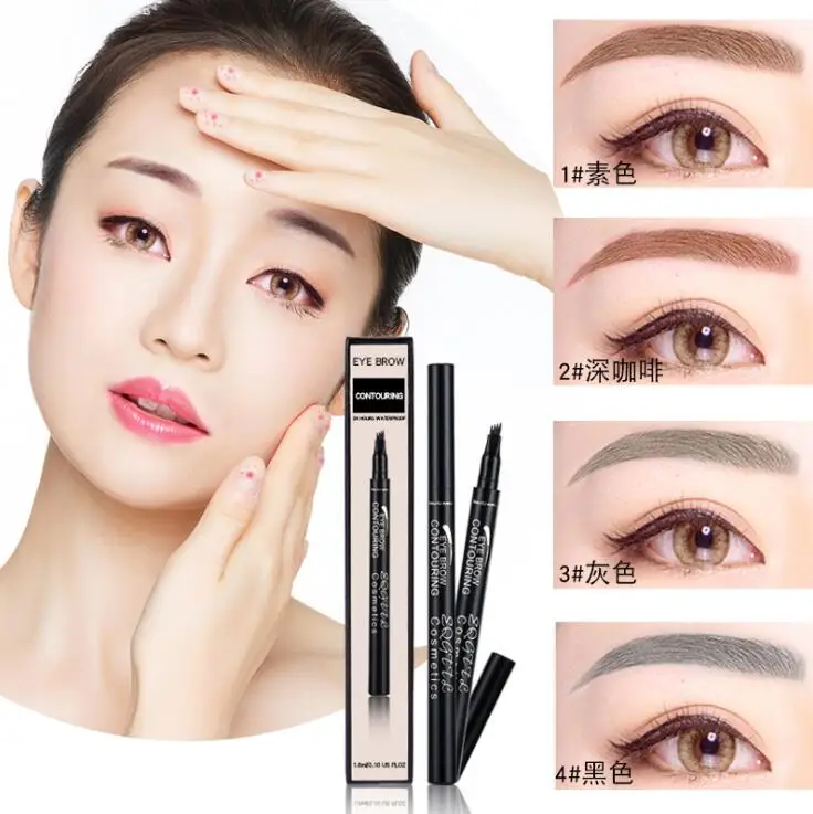 

4 насадки для макияжа бровей, 5 цветов, высококачественный автоматический матовый карандаш для бровей, ТИНТ, водостойкая тату-ручка, стойкая