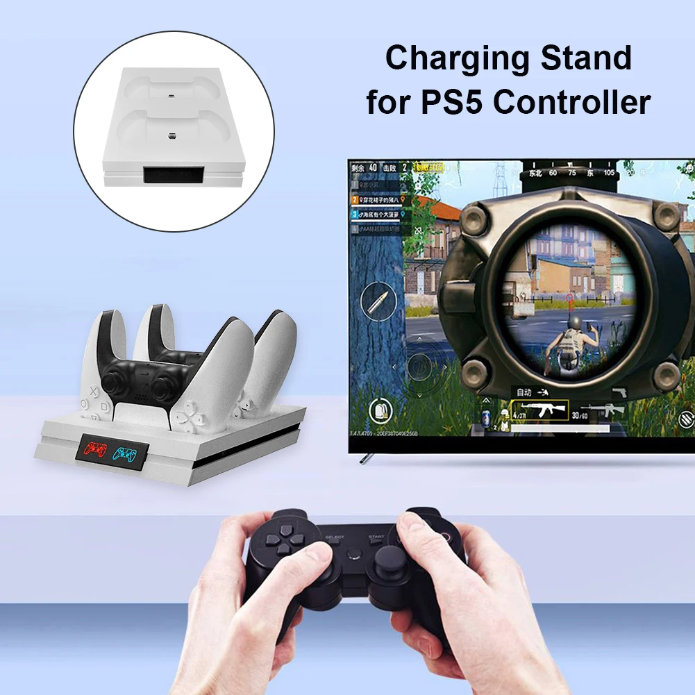 PS5 контроллер Зарядное устройство зарядная станция с двумя USB светодиодный