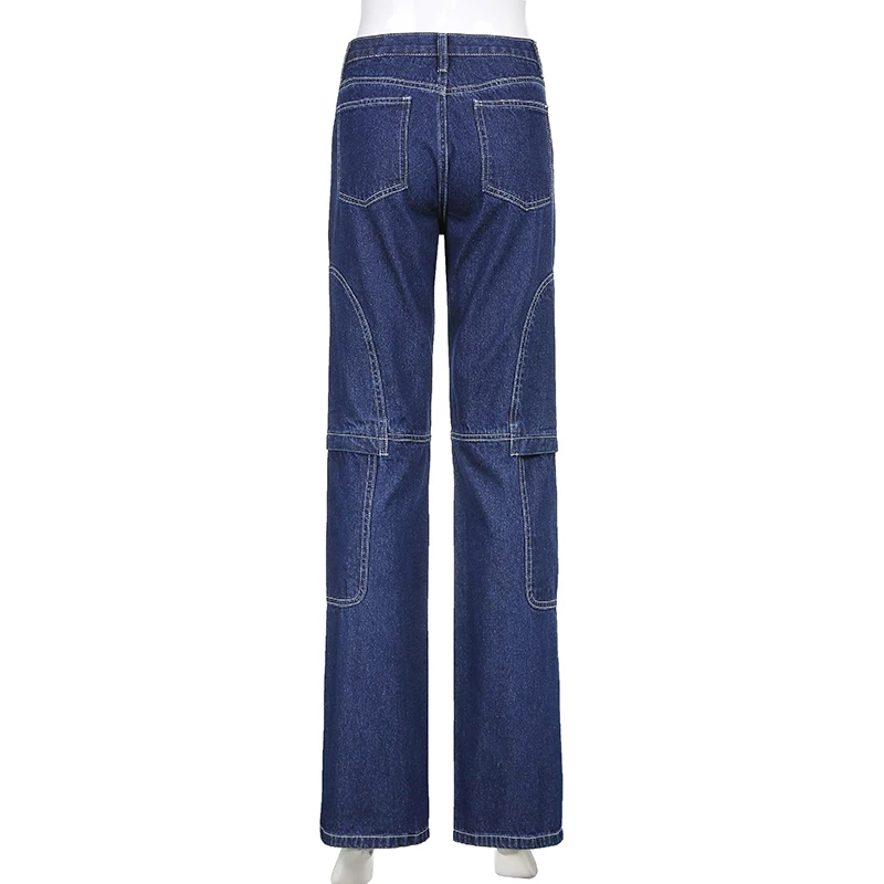 

y2k Thread Pockets Patched Wide Leg Oversize Jeans Women Fashion Streetwear 90s Aesthetic Mom High Waist Baggy Denim Iamhotty