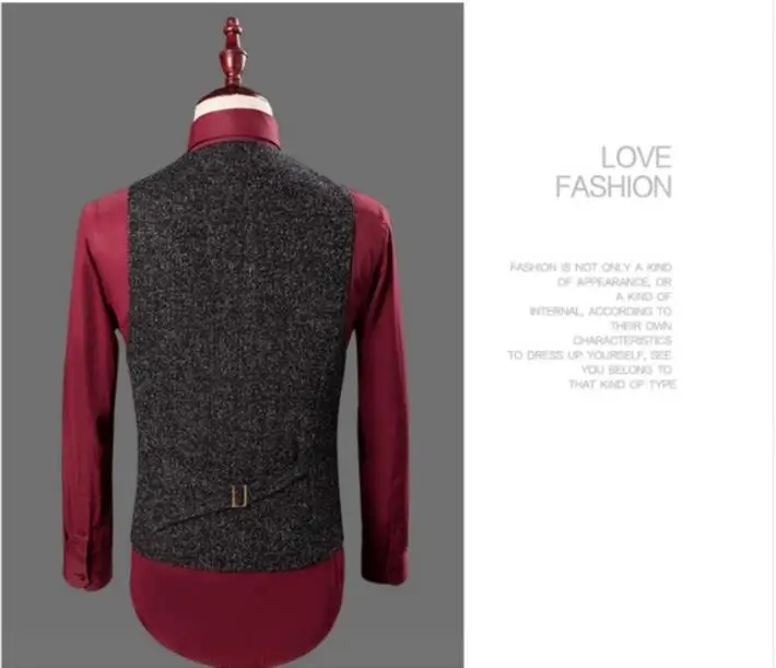 Men's Suits 2018 British Style Men's Fashion Single Button Wool Suit Men Wool Wedding Suits(Jacket+Vest+Pants) Costume Homme