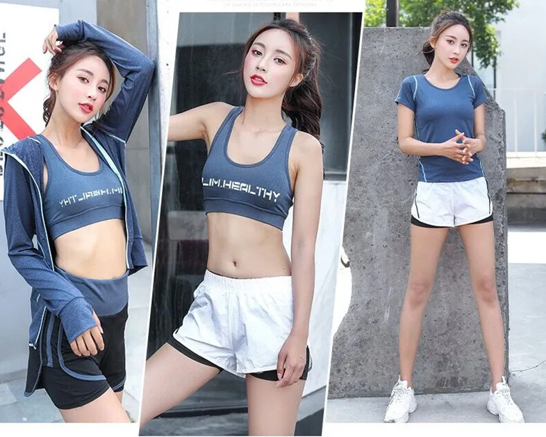 Women sports set tracksuit yoga bra running wear student sportswear gym tees fitness training exercise clothing outdoor jogging |