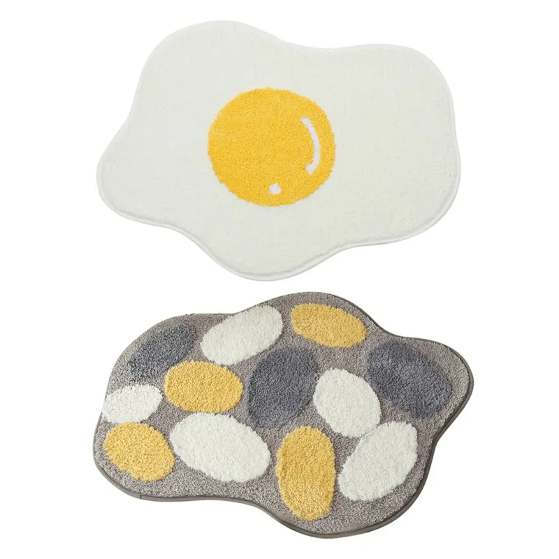 

Poached Egg Bathroom Non-slip Mat Super Cute Poached Egg Carpet 18*25 Inches Suitable For Bathroom Door Bathtub Entrance Door