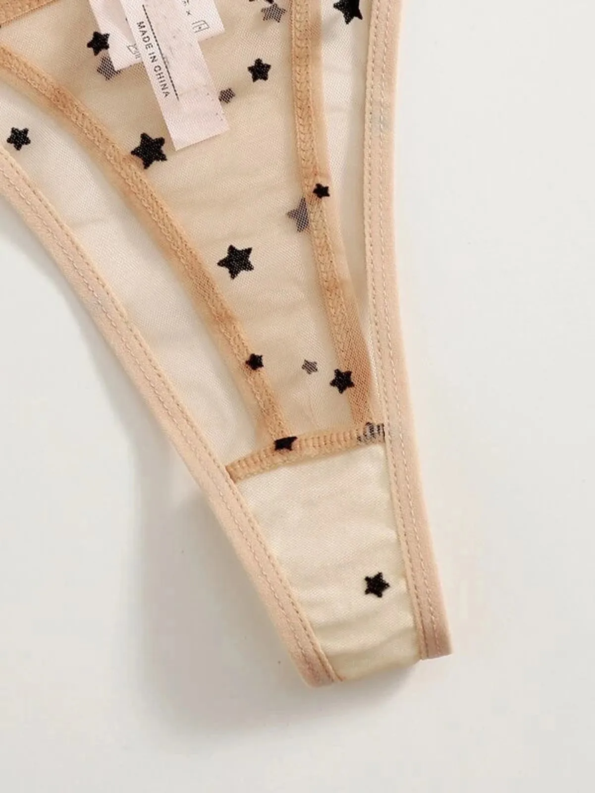 

Sexy Lingerie Women Star Print Mesh Perspective Bra Thong Underwear Set Sexy Sensual Lingerie Seamless Bralette Bra Lingerie Set