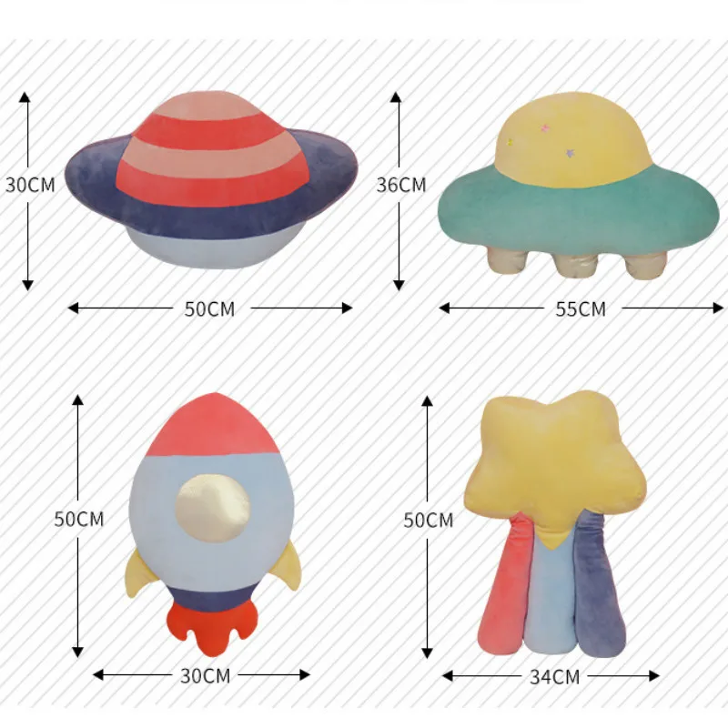 

Ins Macaroon Color Spaceship Doll Cute Star Pillow Girl Birthday Gift Rocket Soft Cushion Decorator Children Adult Plush Toys