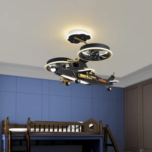 Childrens Room Light Cartoon Boy Creative Aircraft Fan-Style Ceiling Lamp LED Eye Protection Bedroom Room Lights Simple Modern