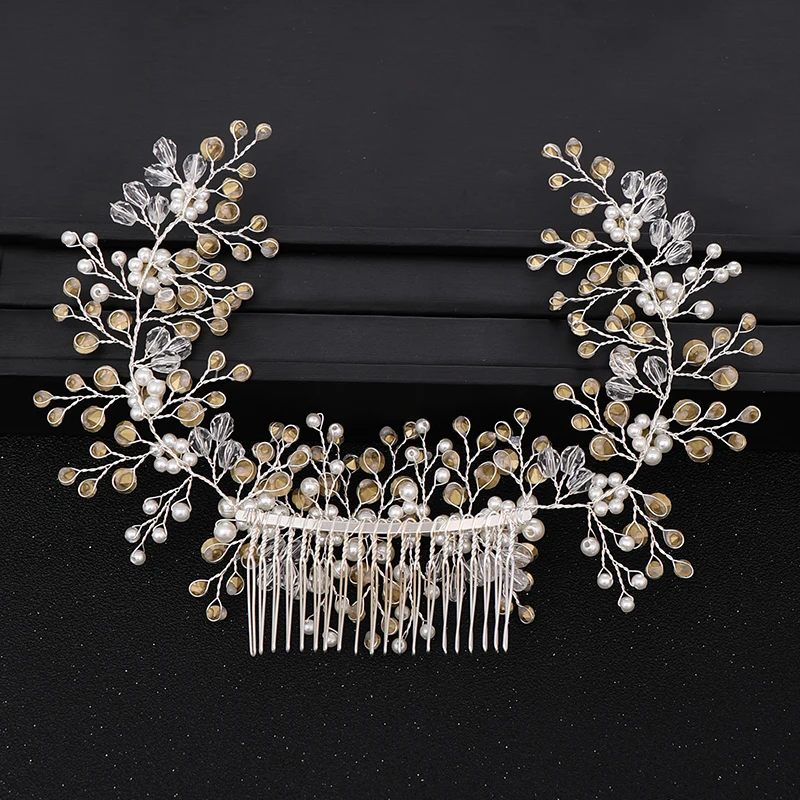 Тиара серебряного цвета с жемчугом и кристаллами свадебные аксессуары для волос