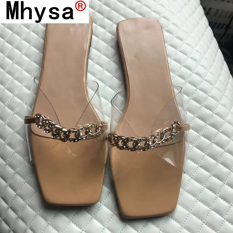 

2021 New Summer Women's Shoes Rhinestone Transparent Flat Shoes Fashion Open-toed Women's Beach Sandals Outdoor Casual Slippers