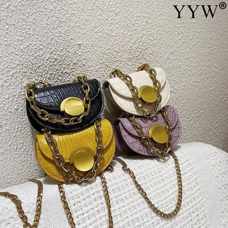 

Moon Shaped Saddle Crossbody Bag Mini Chain Womens Hand Bags New Arrival 2021 Leisure Armpit Bag PU Leather Crossbody Bags Women