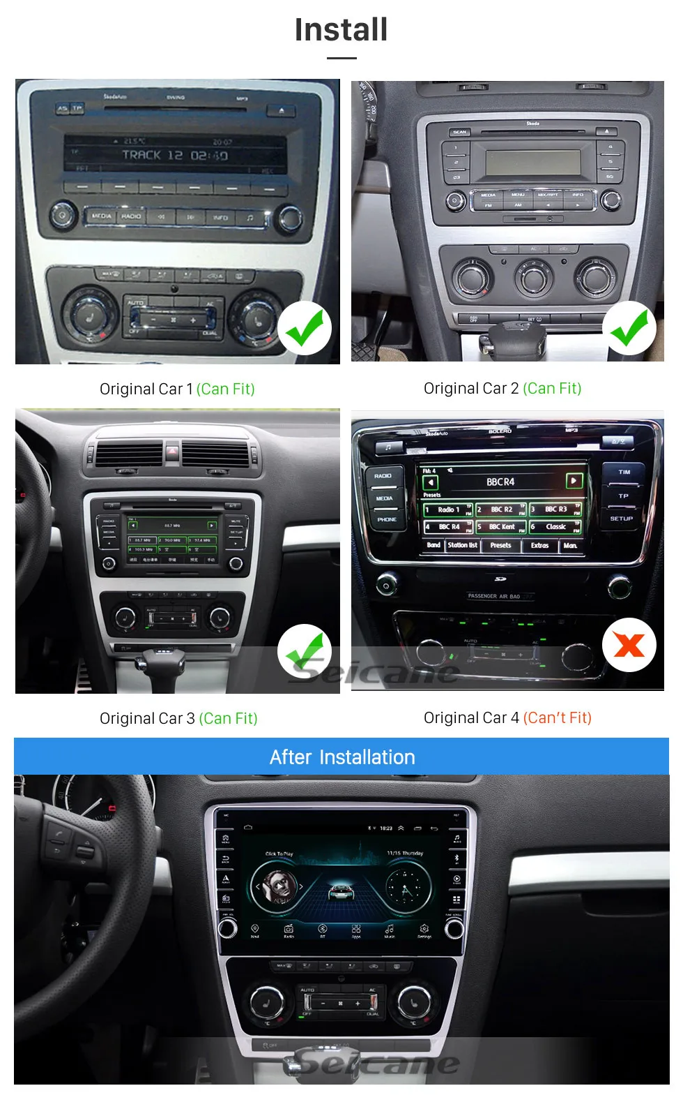 Seicane 10,1 дюймов Android 9,1 ram 2 Гб rom 32 ГБ для 2007-2011 2012 2013 SKODA Octavia автомобильный gps Радио Стерео головное устройство плеер