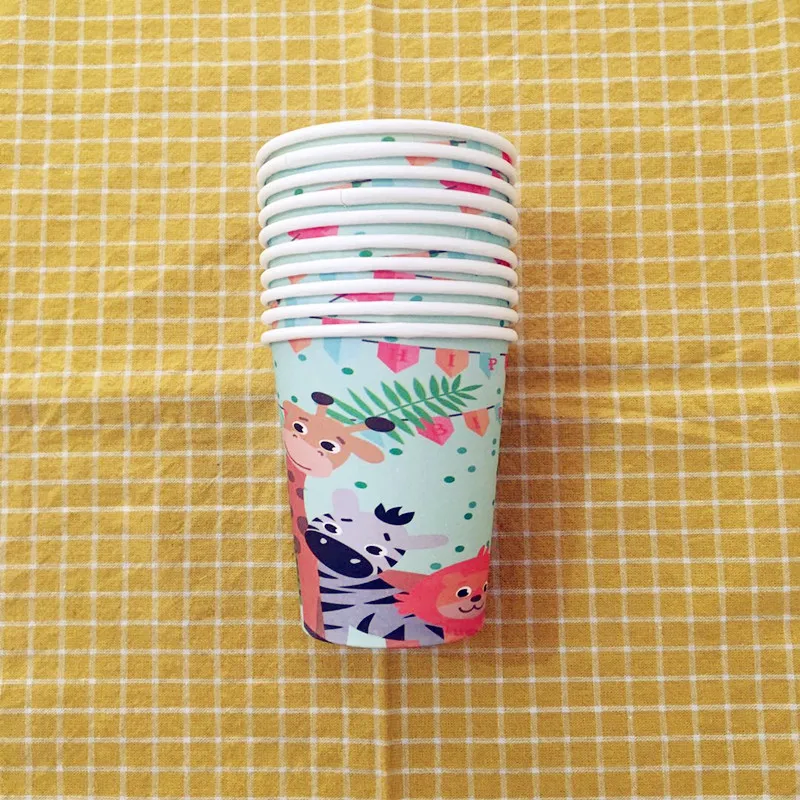 10 шт. одноразовые бумажные стаканчики с изображением животных