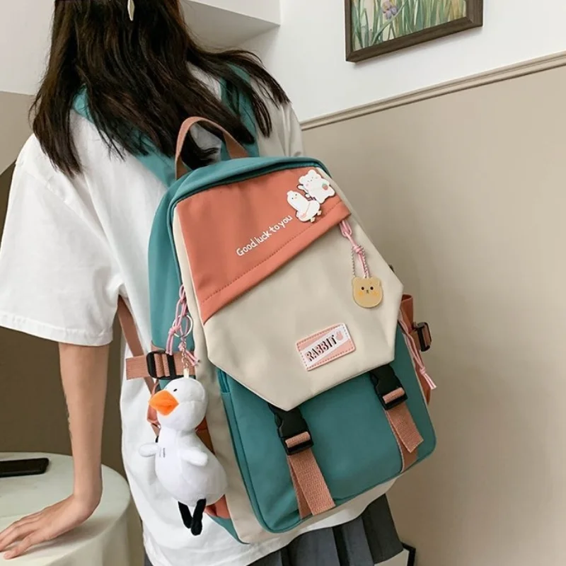 Simple Versatile High School Students Bag Cute Style School Bag Girls Korean Ulzzang Color Matching Backpack Women Backpack