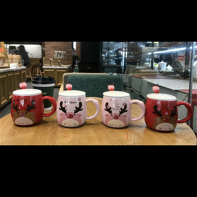 Рождественские кружки с оленем 350 мл изысканная керамическая кофейная кружка
