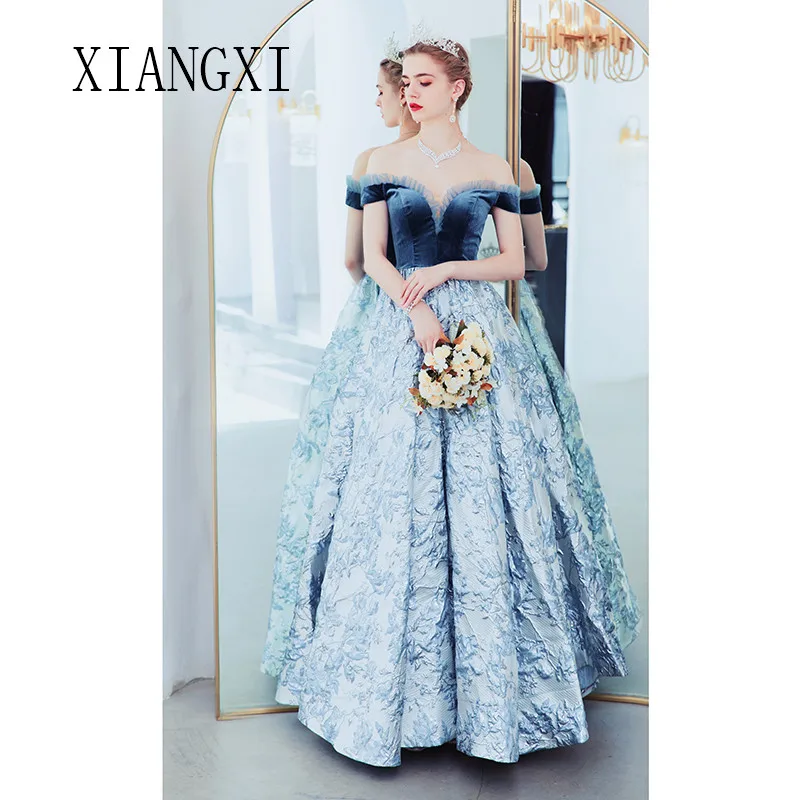 

Vestido De Festa Long Evening Dresses 2020 Off The Shoulder Ball Gown Formal Party Gowns robe de soiree Evening Dress