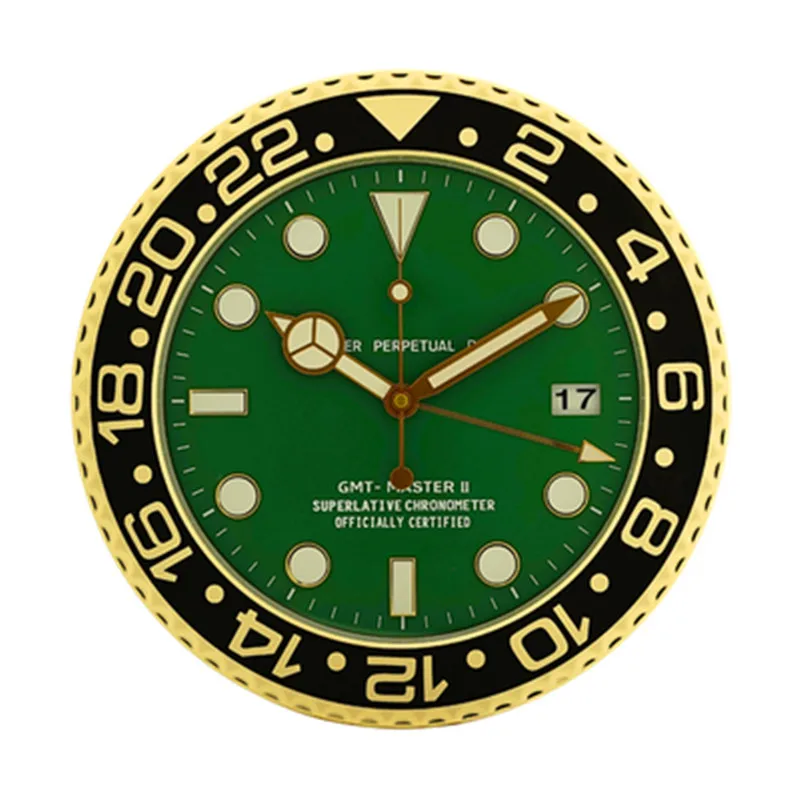 

Gold Luxury Wall Clock Modern Luminous Large Metal Clocks Wall Home Decor Calendar 3d Watch Sient Clock Mechanism Gift with Logo