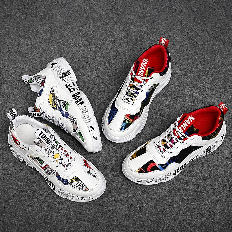 

New Sneakers Women Spring Woman Casual Fashion Shoes Size 35-43 Graffiti Ladies Vulcanized Shoes White Sneakers Lover Shoes