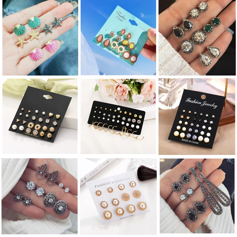 Комплект из серег и ракушек в стиле панк | Украшения аксессуары