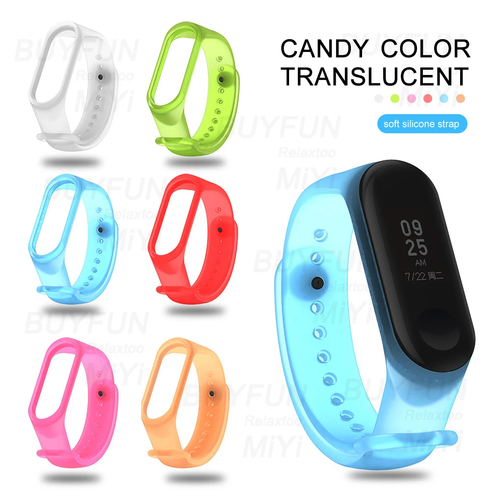 

candy color translucent soft silicone strap for xiaomi mi band 6 5 xiomi my band6 band5 smartband replacement straps on miband6