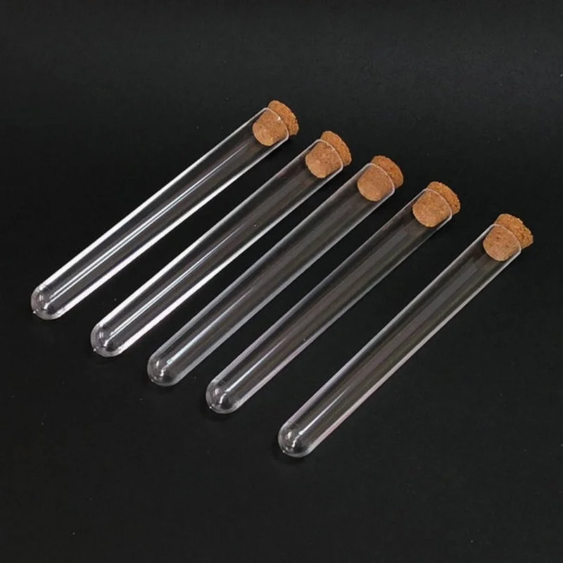 Лабораторная прозрачная пластиковая пробирка 100 шт./лот 12x100 мм круглая трубка с