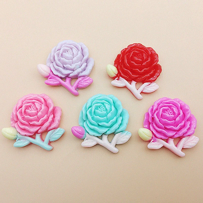 

10Pcs/lot Simulation Camellia Flat back Resin Cabochon Flower Fit Phone Decoration DIY Scrapbooking Hair Bows Accessories Craft