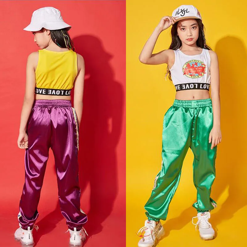 Детская одежда в стиле хип хоп танцевальный костюм для девочек укороченный жилет