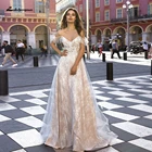 Винтажное кружевное свадебное платье цвета шампанского, свадебное платье в стиле бохо 2021, свадебное платье с глубоким V-образным вырезом, сексуальные тюлевые пляжные свадебные платья, свадебное платье es