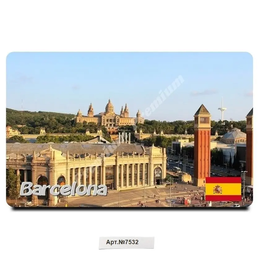 Барселона Испания. Виниловый Сувенирный магнит (Размер: 54x86 мм). Бесплатная