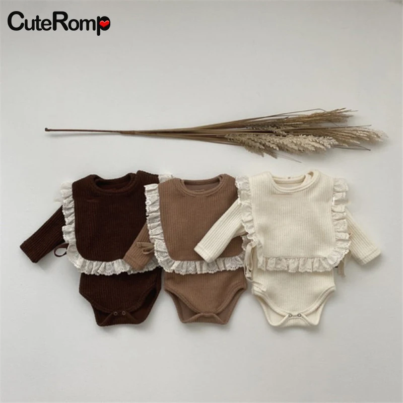 

Spring Baby Bodysuits And Lace Vest Baby Girl Clothes Set Fashion Rompers For Newborn Todder Girls Outfit Kids Cotton Clothing