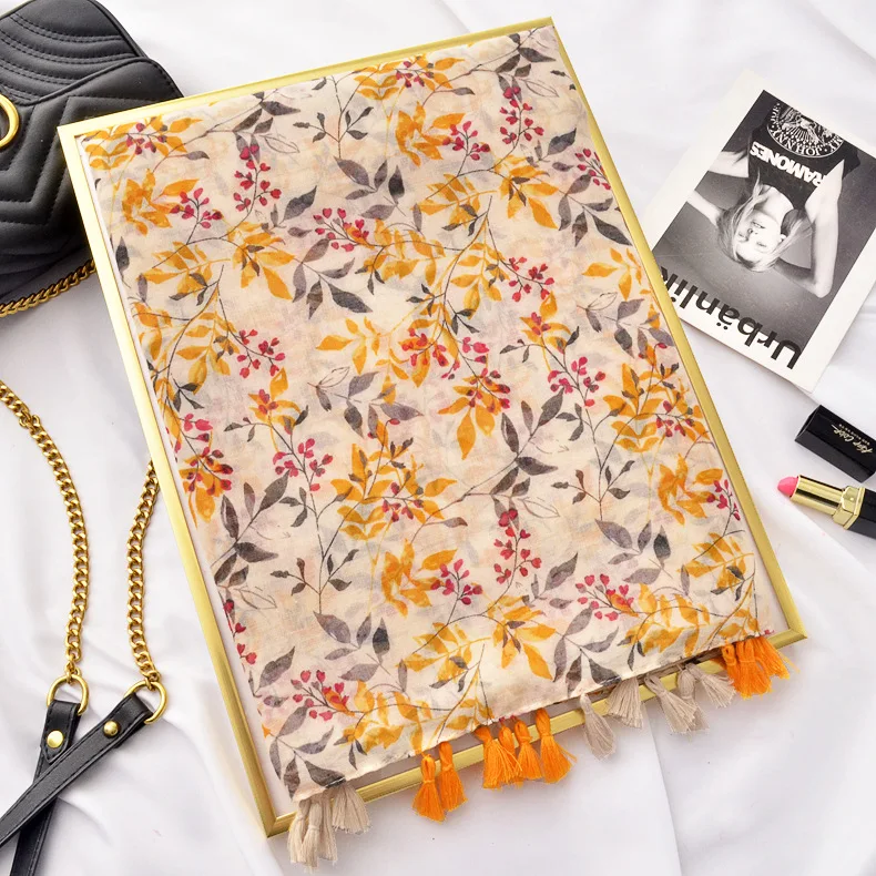 Новый Дизайн Модный племя сине белый фарфоровый принт хлопковый и льняной шарф