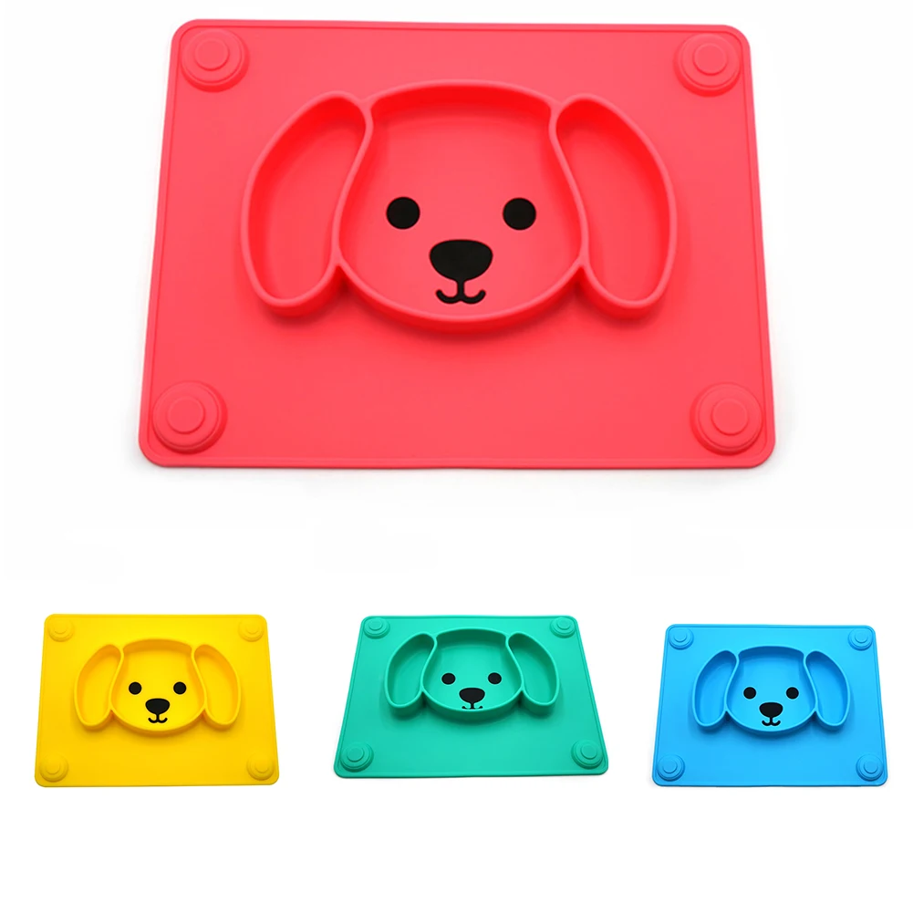 

Suction Foldable Reusable Cute Puppy Shape Baby Placemat Portable Tableware Easy Clean Non Slip Toddlers Child Feeding Leakproof