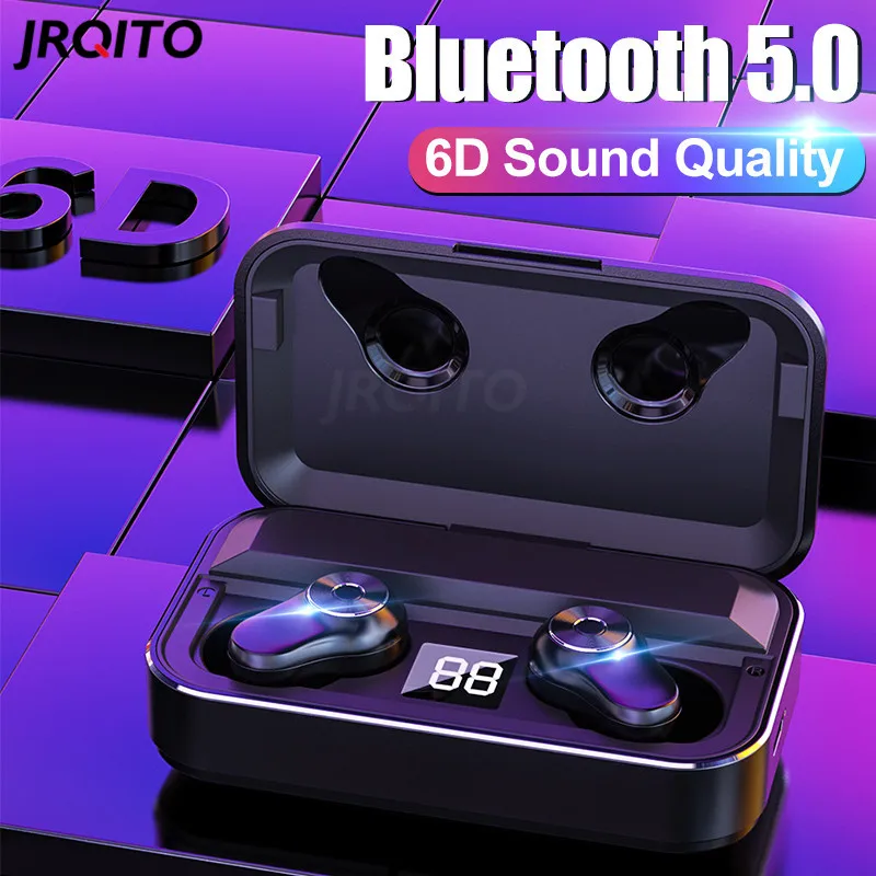 JRQITO Беспроводные Bluetooth 5 0 наушники TWS гарнитура спортивные игровые гарнитуры с