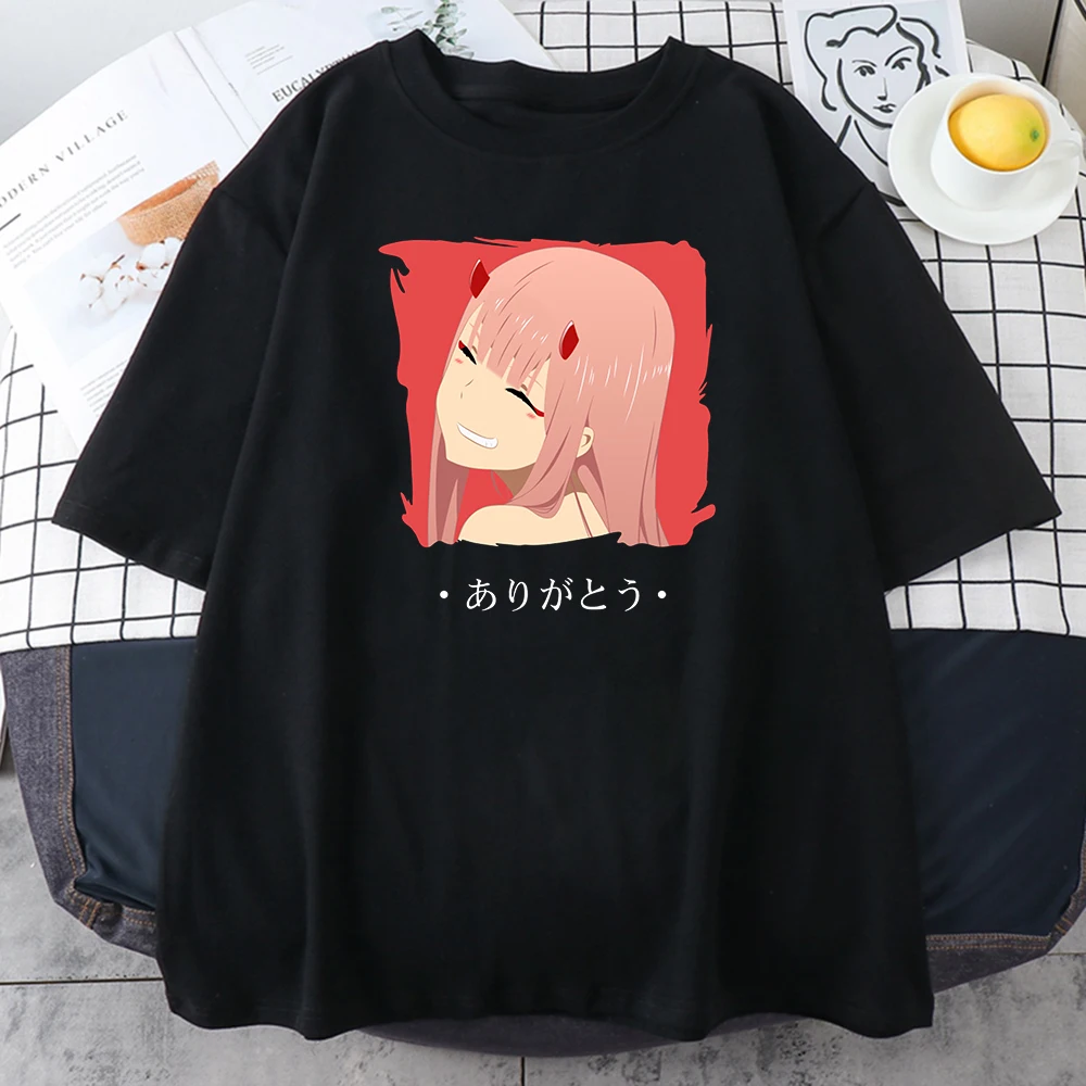 

Cartoons Anime Zero Two T-Shirt Women Korean Style T Shirts 2021 Summer Hot Sale Tees Trendy INS Women Short Sleeves Tops