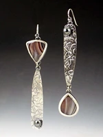 simple fashion asymmetrical earrings bohemian handmade triangle thai silver dangle pendientes earrings femme