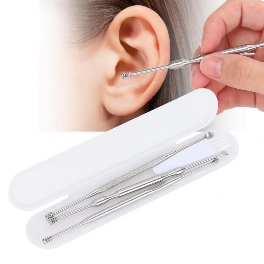 3 шт./компл. из нержавеющей стали двухсторонняя ушной воск кюретка для удаления