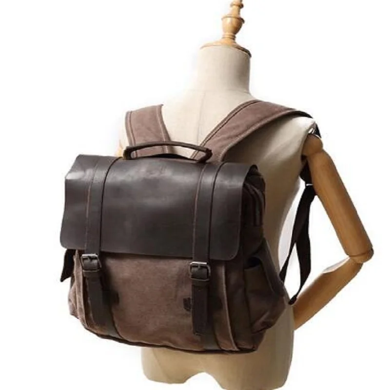 2021 Man canvas travelbag Men retro outdoor backpack Satchel School bag Infantry pack Casual vintage rucksack daypack