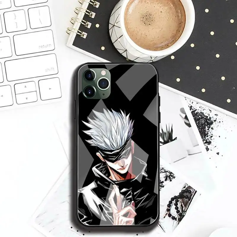 jujutsu kaisen gojo satori phone case tempered glass for iphone 12 pro max mini 11 pro xr xs max 8 x 7 6s 6 plus se 2020 case free global shipping
