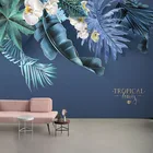 Пользовательские 3D настенные росписи современные тропические растения цветы обои Гостиная Спальня скандинавский стиль домашний Декор 3D водонепроницаемые наклейки