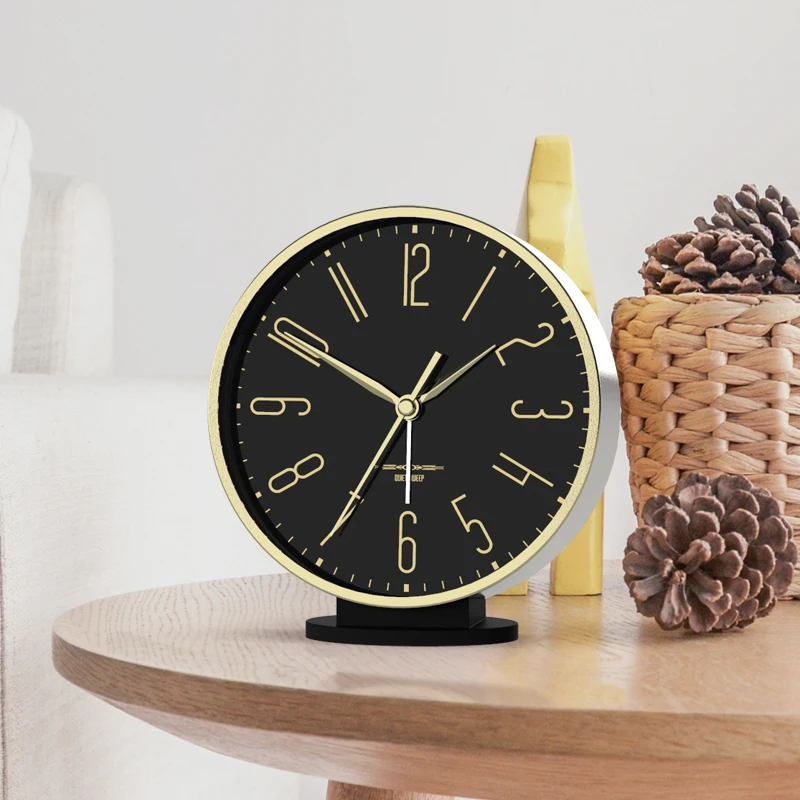 

European Style Table Clock Simple Modern Creative Small Table Clock Metal Quartz Mute Masa Saati Dijital Bedroom Decor DJ60ZZ