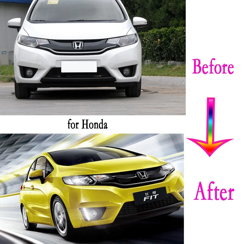 Светодиодный ные Противотуманные фары s для Honda jazz fit 2014 2015 2016 противотуманные DRL