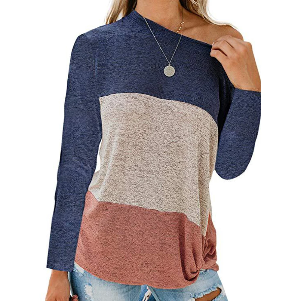 Свободная Повседневная Женская футболка для Взрослых Модный контрастный цвет