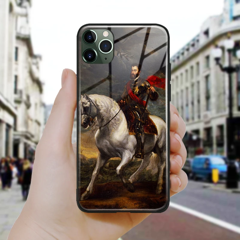 Equestrian portrait of the Emperor Charles V Glass Silicone Phone Case For iPhone SE 6s 7 8 Plus X XR XS 11 Pro Max Cover Shell | Мобильные