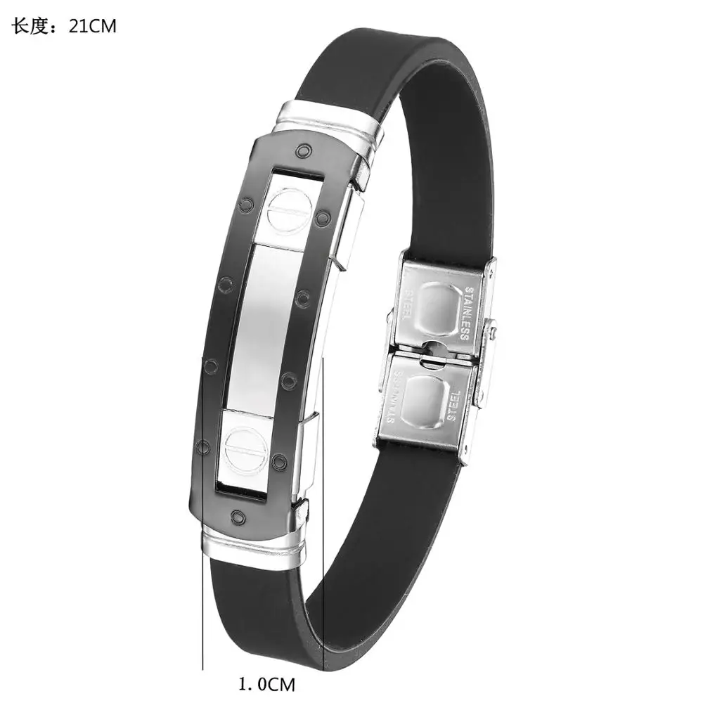 Новинка 2020 Модный черный браслет в стиле панк резиновый силиконовый мужской из