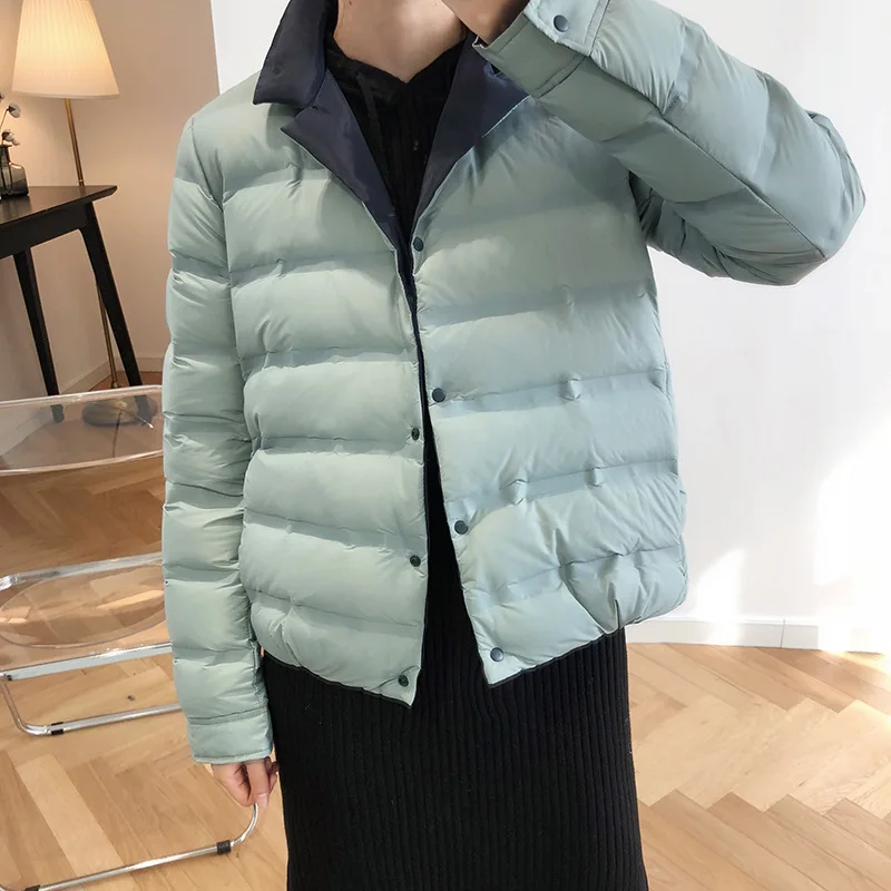 Женская Двухсторонняя куртка на утином пуху короткая парка белом однобортное