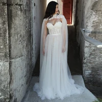 magic awn unique boho wedding dresses 2021 lace appliques sweetheart princess bridal gowns with wrap a line vestidos boda