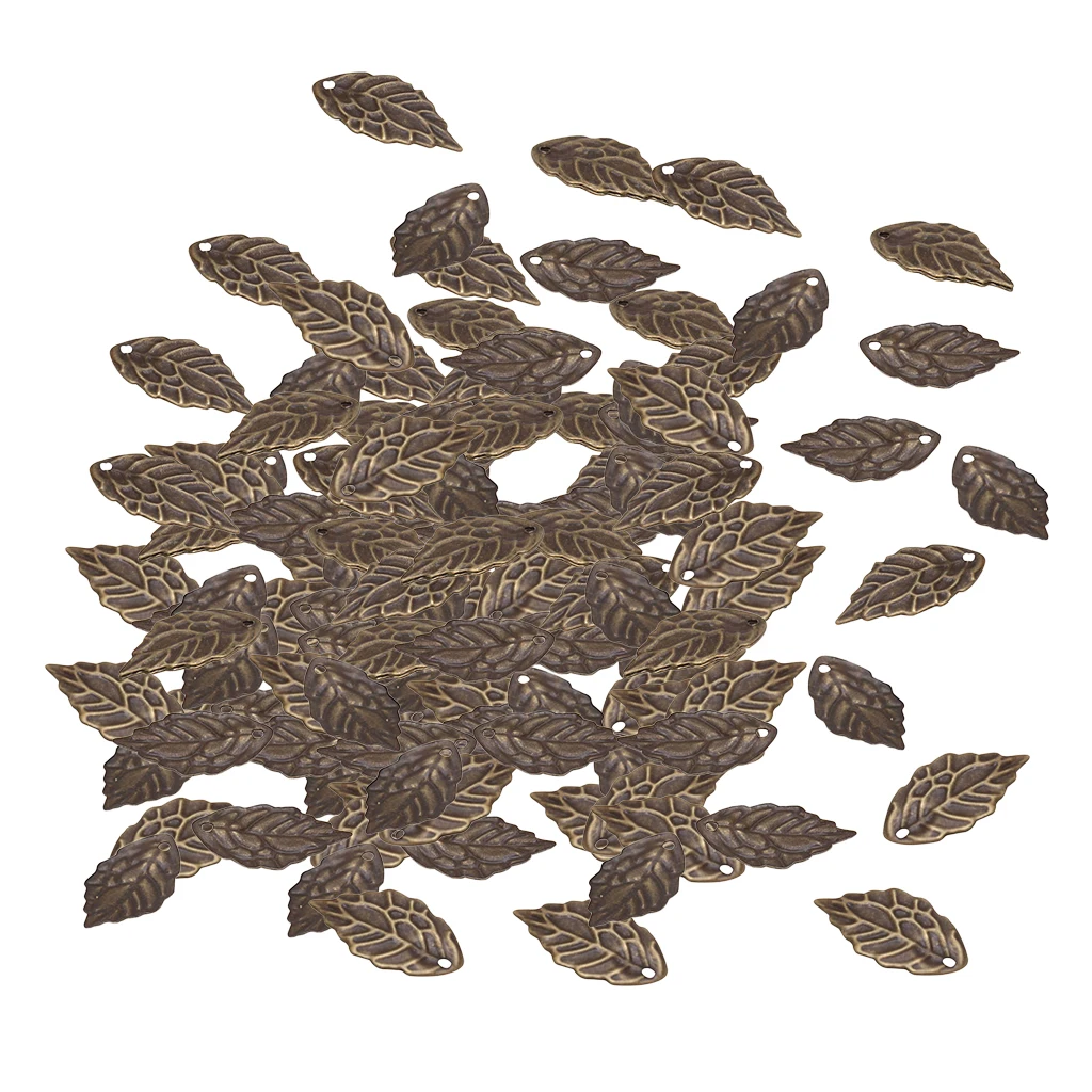 

100Pcs Leaf Shape Charms Jewelry Findings DIY Necklace Decoration Craft Jewelry Making Charms Jewelry Pendants Metal 18x10mm