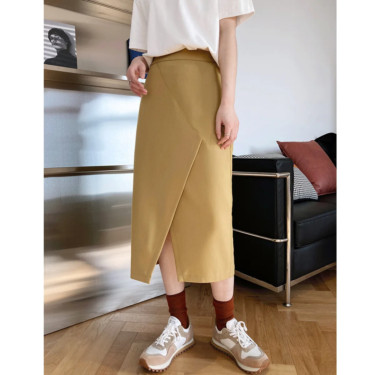 

Long Skirt Women Kawaii Elegant High-Waisted Skirt Harajuku Split Skirts Womens 2021 Solid Slim Women's Clothes Korean Fashion
