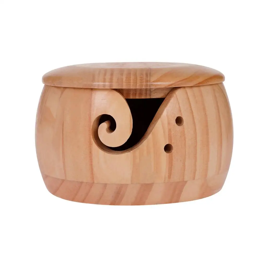 

Деревянная миска для хранения пряжи с крышкой вязаный трикотаж шерстяной держатель Органайзер миска для хранения домашние товары для вяза...