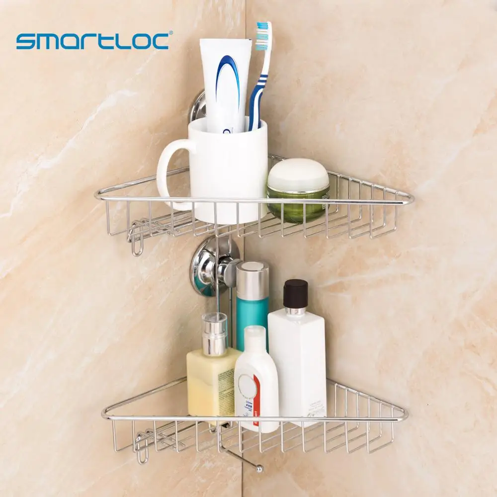 Присоска smartloc 2 слойная настенная полка для ванной аксессуары органайзер угловая