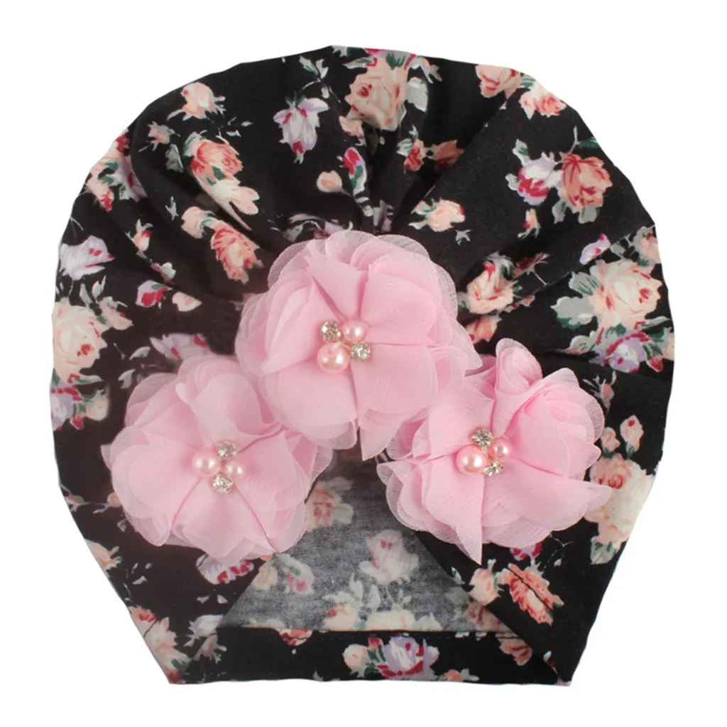 

Polyester Newborn Baby Print Cap Baby Fashion Four Beads Printing Hat Newborn Cap Fetal Cap Basin Hat Warm