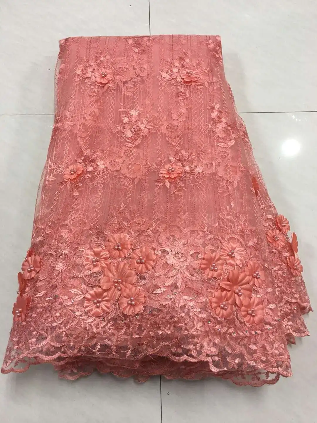 Горячая Распродажа 2019 французское кружево 3D розовое нигерийское Сетчатое ткань